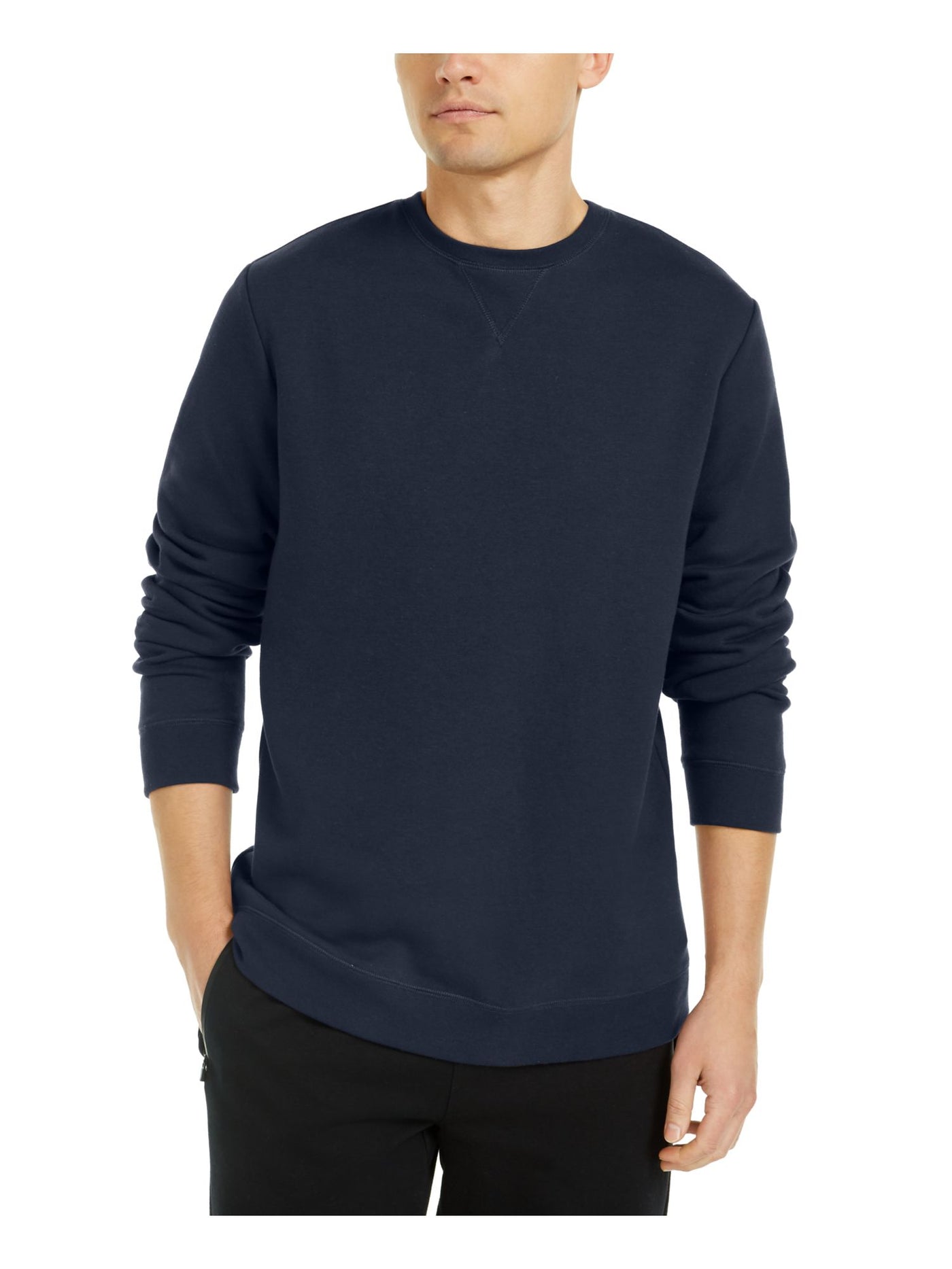 IDEOLOGY Mens Navy Heather Long Sleeve Crew Neck Classic Fit Fleece Pullover Sweater XXL