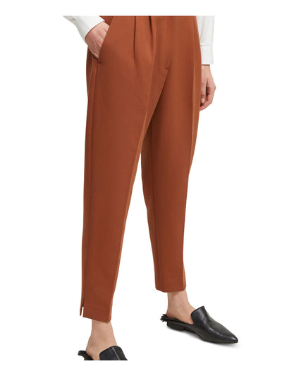 FRENCH CONNECTION Womens Brown Stretch Pocketed Zippered High-rise Wear To Work Straight leg Pants 6