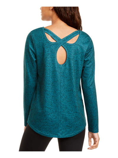 IDEOLOGY Womens Green Printed Long Sleeve Jewel Neck Top Size: XS