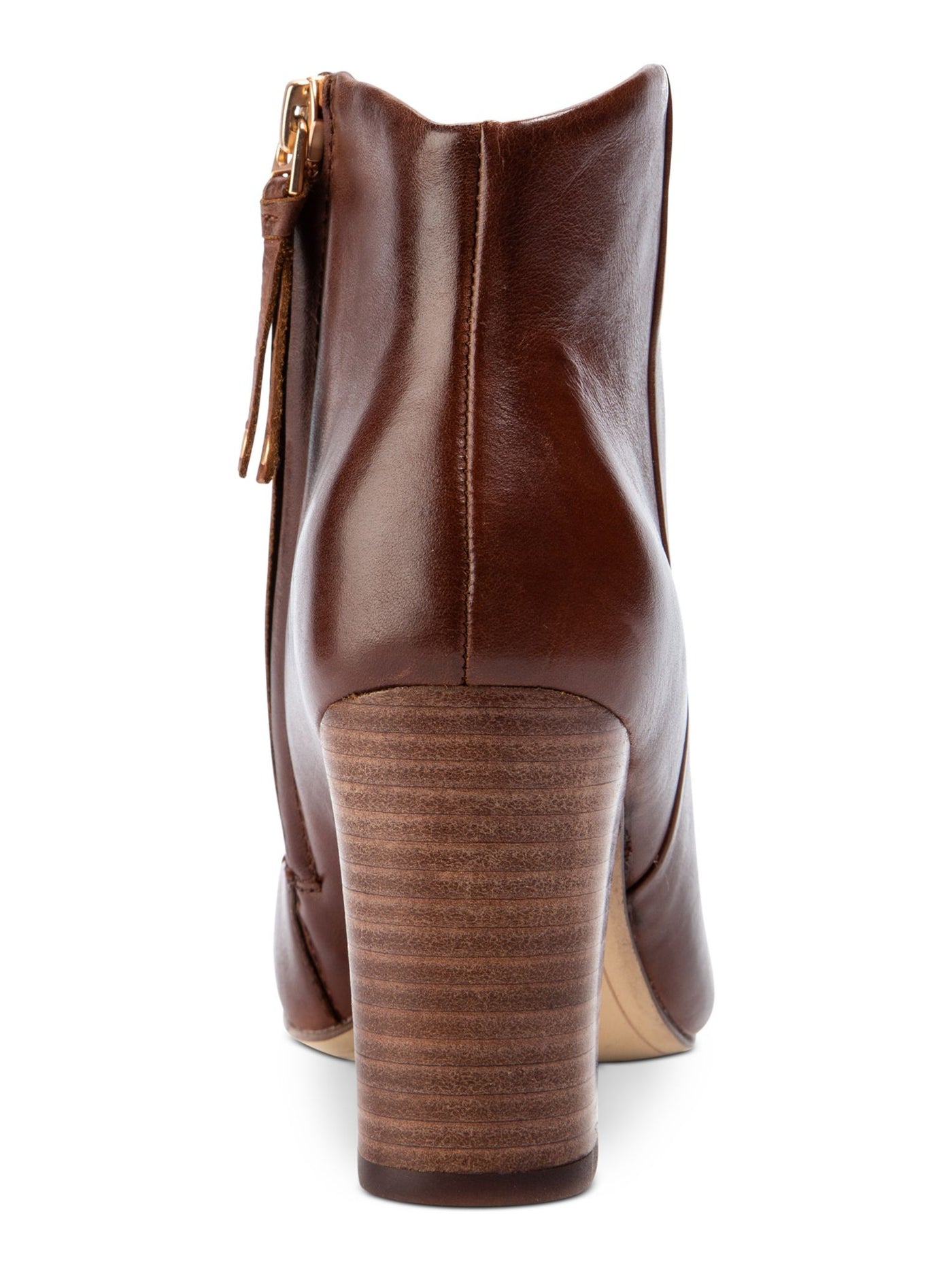 LUCCA LANE Womens Brown Cushioned Padded Alyce Almond Toe Block Heel Zip-Up Leather Booties 9.5 M