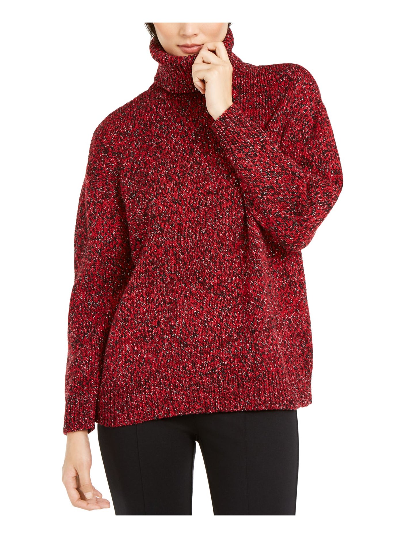 MICHAEL KORS Womens Red Long Sleeve Turtle Neck Sweater S