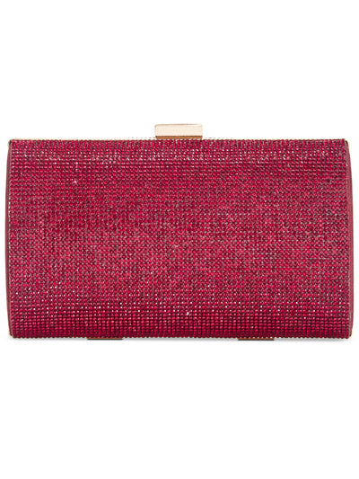 INC Women's Pink Rhinestone Suede Chain Strap Clutch Handbag Purse