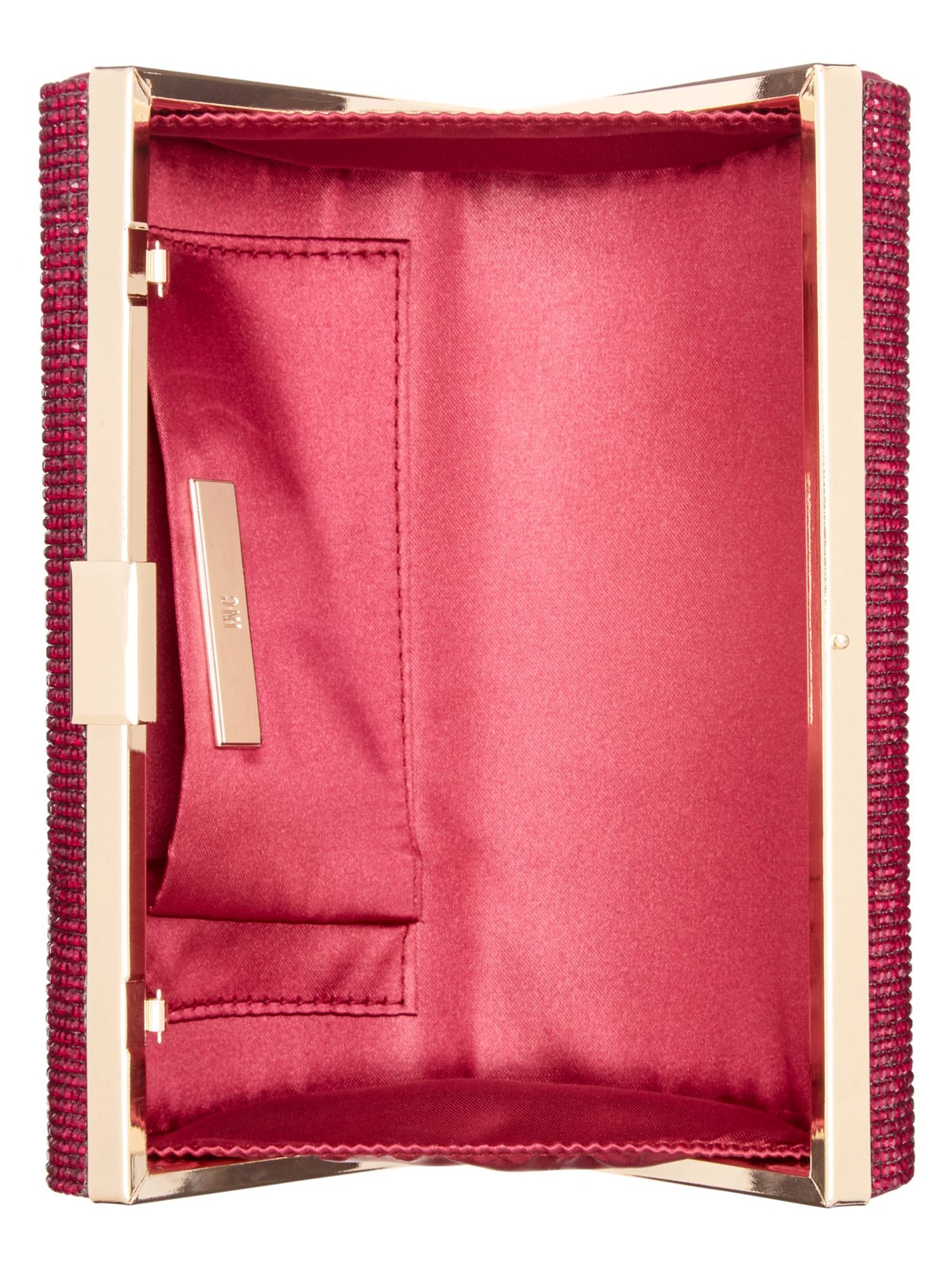 INC Women's Pink Rhinestone Suede Chain Strap Clutch Handbag Purse