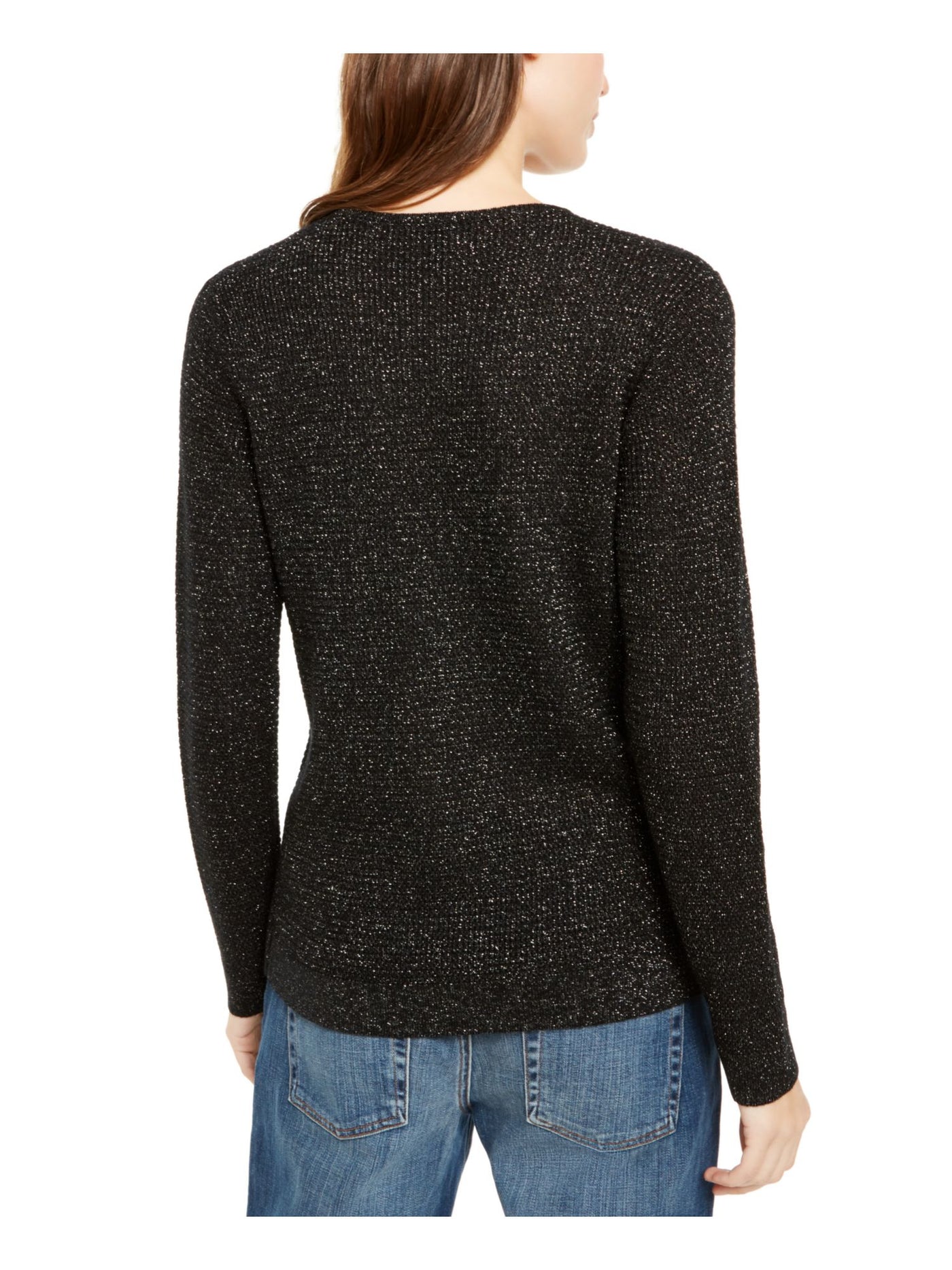 EILEEN FISHER Womens Black Long Sleeve Jewel Neck Evening Sweater S\P