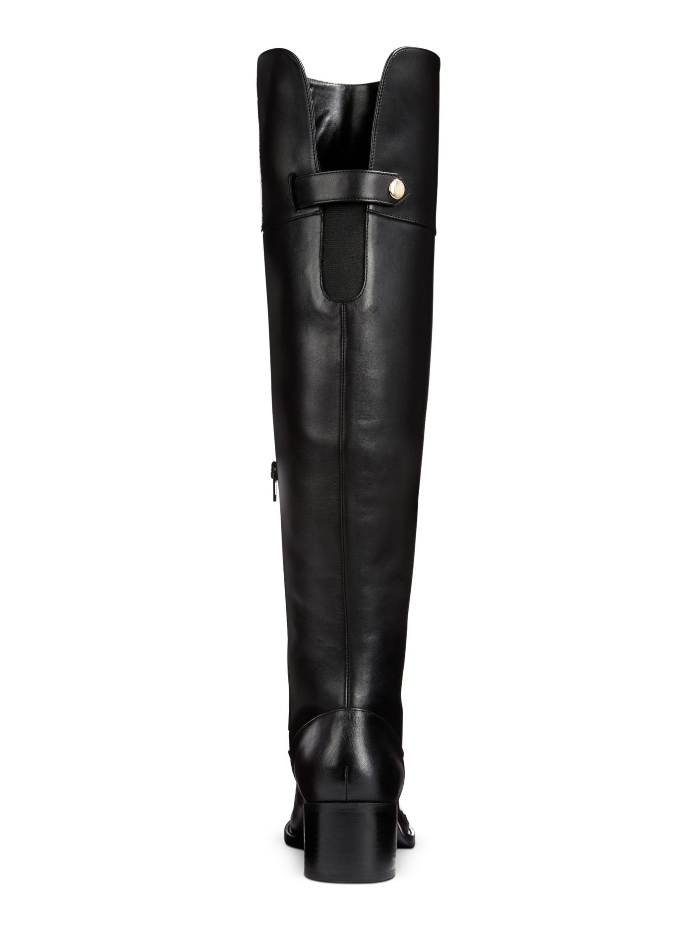 INC Womens Black Comfort Studded Karmenn Round Toe Block Heel Zip-Up Leather Riding Boot 6.5 M