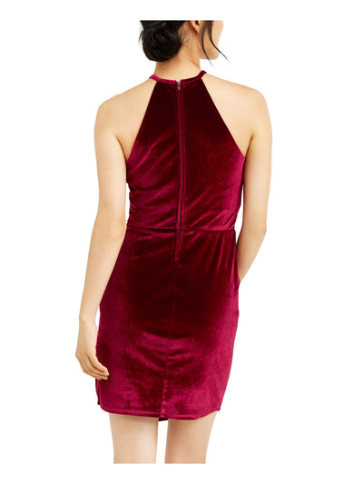 CRYSTAL DOLLS Womens Maroon Sleeveless Mini Faux Wrap Evening Dress Juniors 11