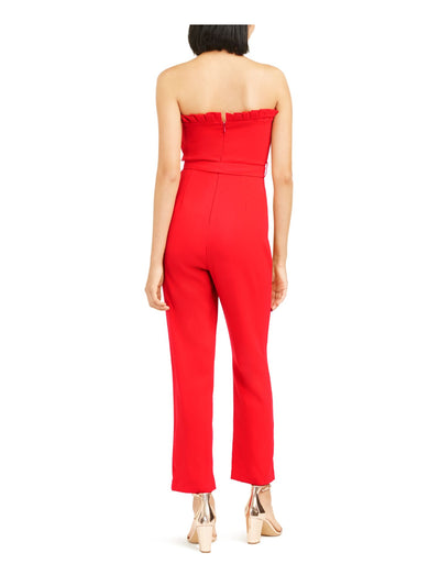 FOXIEDOX Womens Red Strapless Party Straight leg Jumpsuit XL