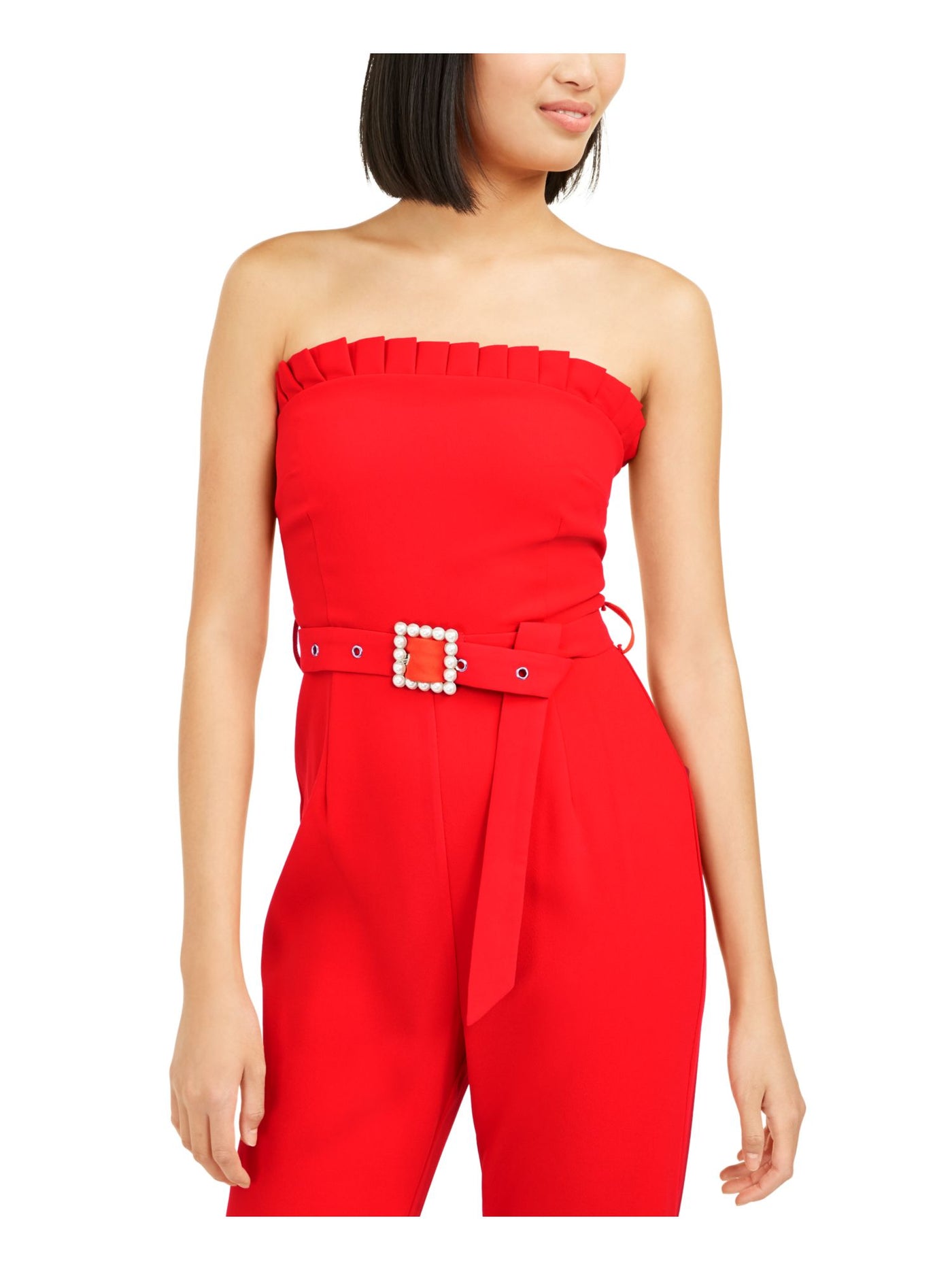 FOXIEDOX Womens Red Strapless Party Straight leg Jumpsuit XL