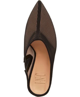 INC Womens Black Perforated Stretch Breathable Padded Open Back Shoe Kamaya Pointed Toe Stiletto Slip On Dress Heeled Mules Shoes M