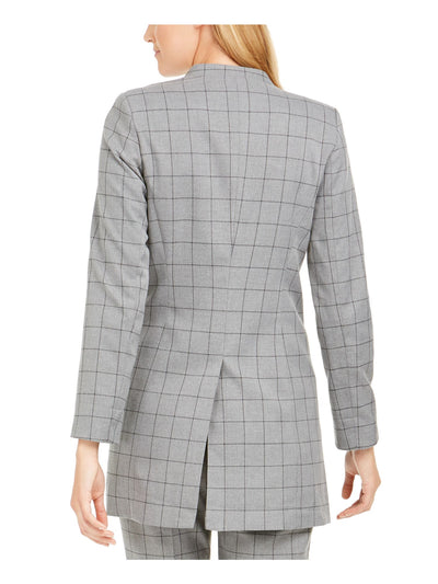 CALVIN KLEIN Womens Gray Plaid Wear To Work Blazer Jacket Petites 4P