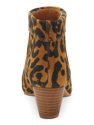 LUCKY BRAND Womens Brown Animal Print Cushioned Zaprika Pointed Toe Block Heel Slip On Dress Booties 6