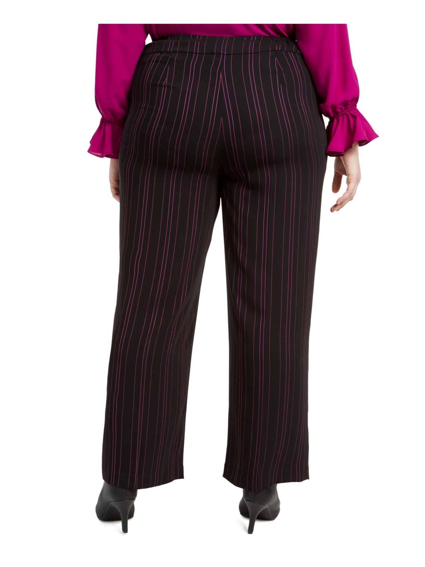 BAR III Womens Black Pinstripe Wear To Work Wide Leg Pants 22W