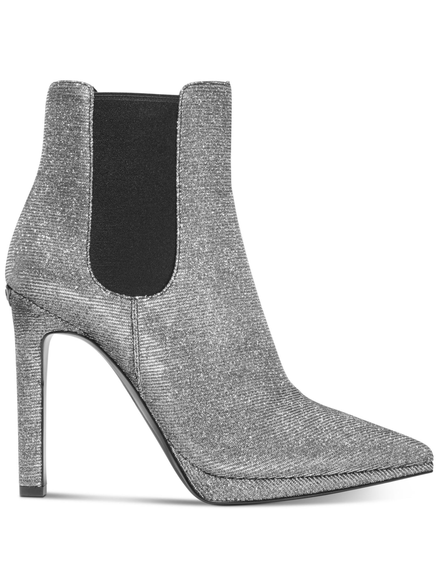 MICHAEL KORS Womens Silver Side Goring Glitter Metallic Brielle Pointed Toe Stiletto Booties 9 M