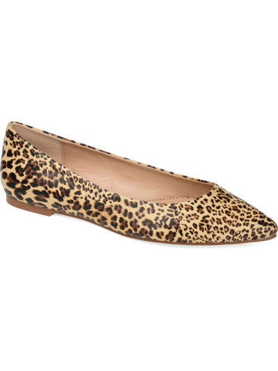 JOURNEE COLLECTION Womens Brown Leopard Print Comfort Moana Pointed Toe Slip On Ballet Flats 8.5 M