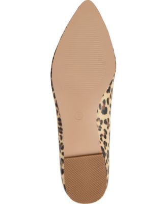 JOURNEE COLLECTION Womens Brown Leopard Print Comfort Moana Pointed Toe Slip On Ballet Flats M