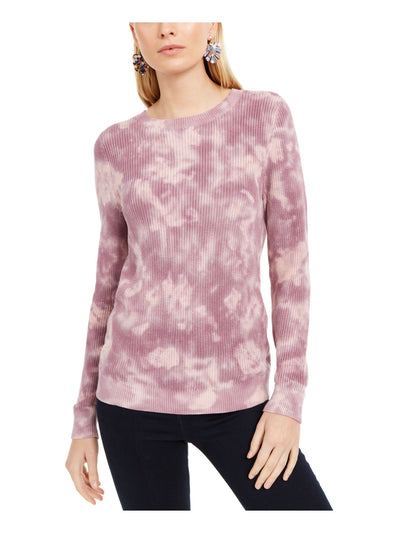 INC Womens Pink Ribbed Acid Wash Jewel Neck Sweater XS