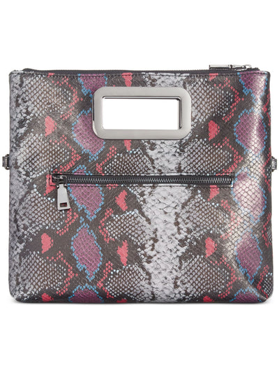 INC Women's Gray Open Handle Snake Print Faux Leather Adjustable Strap Crossbody Handbag Purse