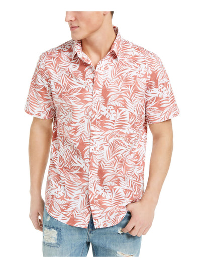 Sun + Stone Mens Coral Patterned Shirt S