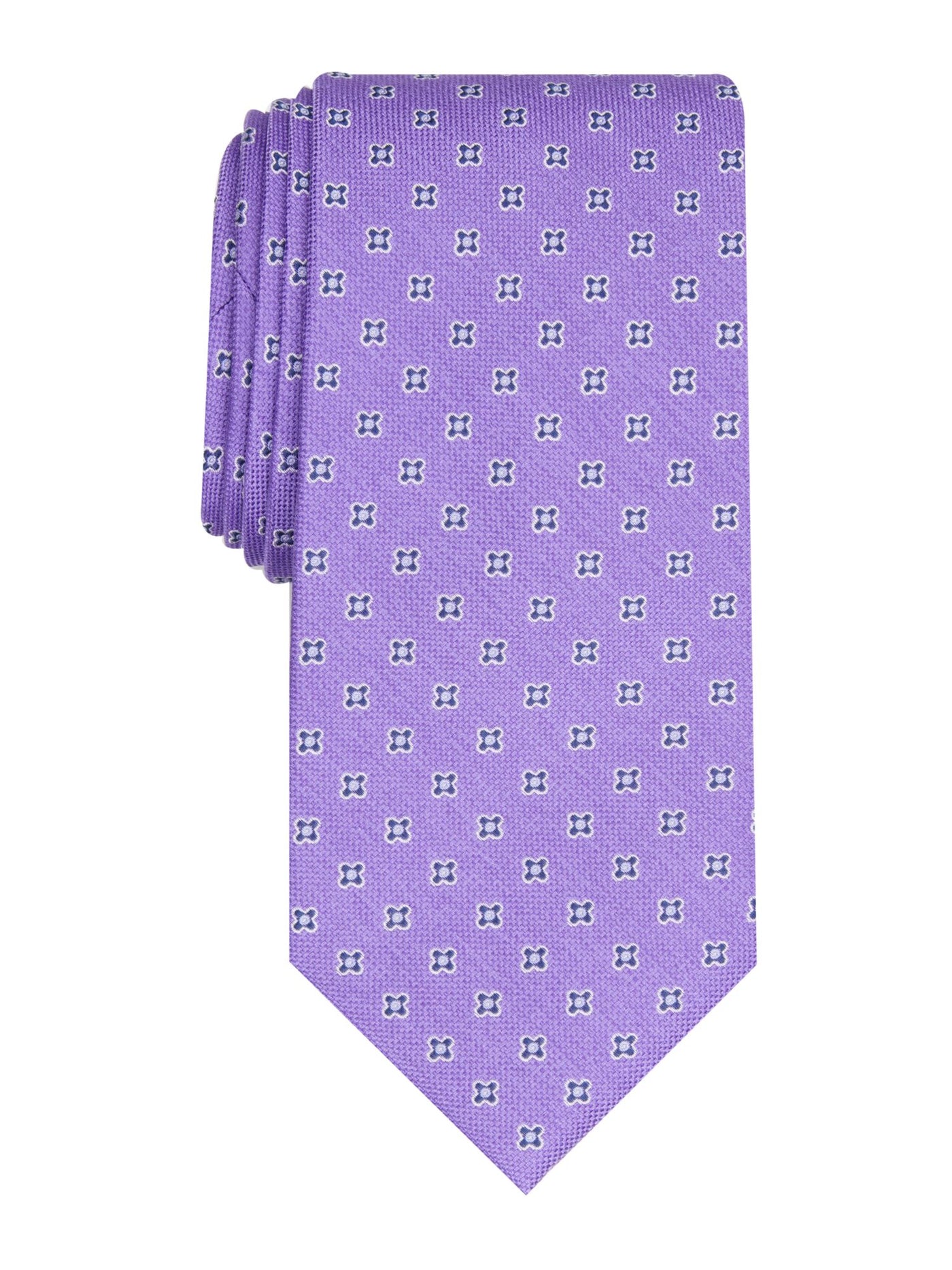 CLUBROOM Mens Purple Floral Neat Polyester Classic Neck Tie