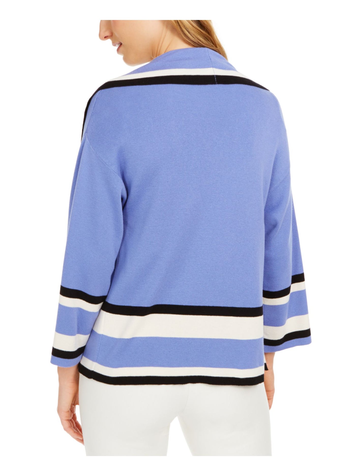ANNE KLEIN Womens Blue Striped Long Sleeve Open Cardigan Sweater XL