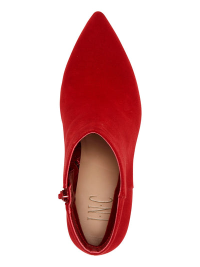 INC Womens Red Comfort Omira Pointed Toe Block Heel Zip-Up Booties 5 M