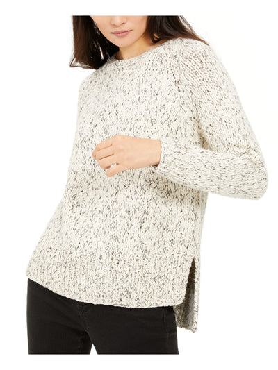 EILEEN FISHER Womens Ivory Long Sleeve Crew Neck Hi-Lo Sweater L