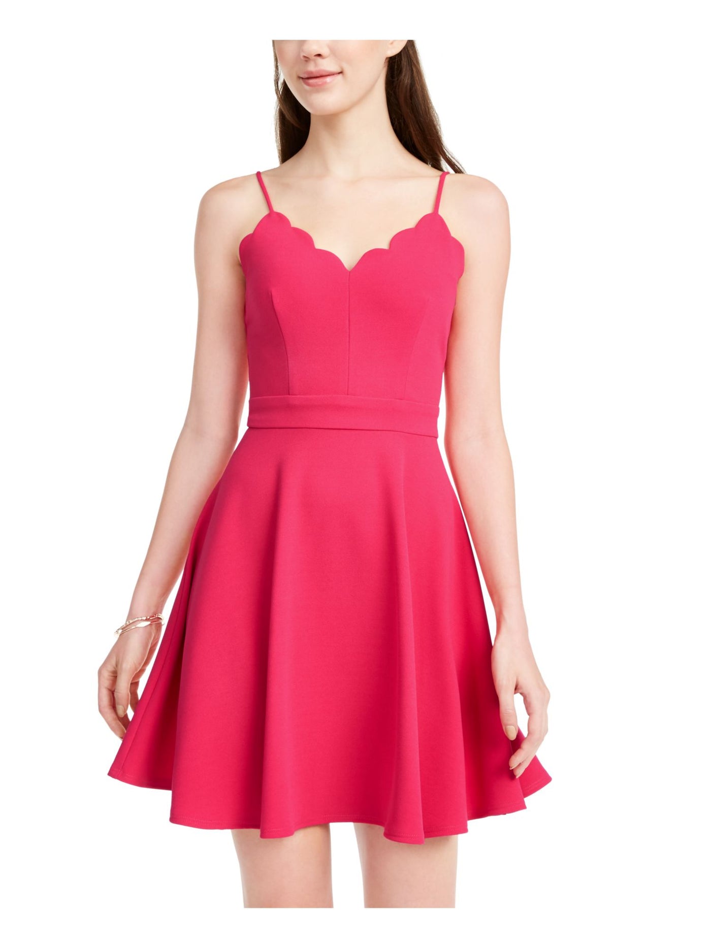 B DARLIN Womens Pink Spaghetti Strap V Neck Short Fit + Flare Dress Juniors 5\6