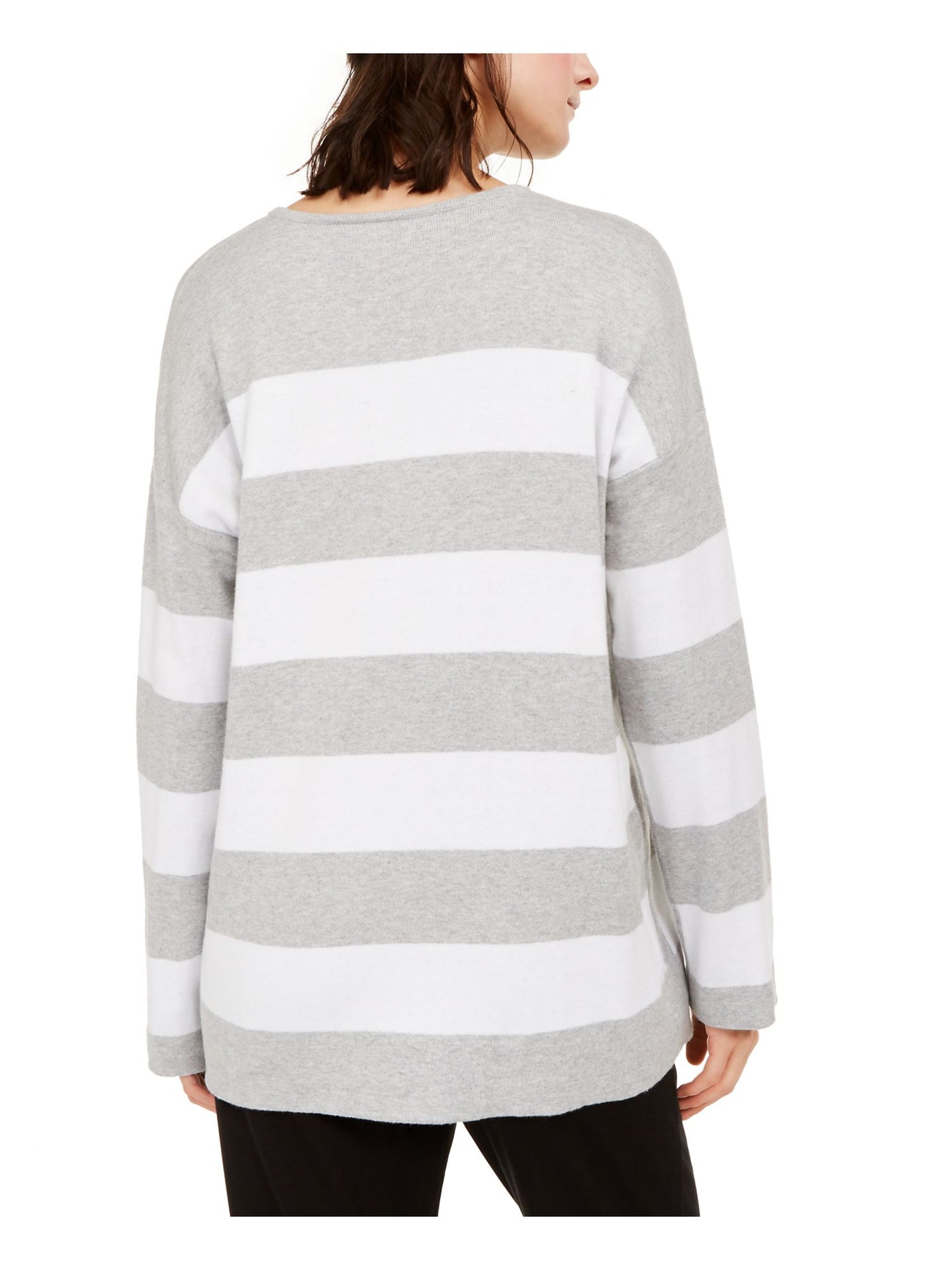 EILEEN FISHER Womens Gray Striped Long Sleeve Sweater Petites Size: PP