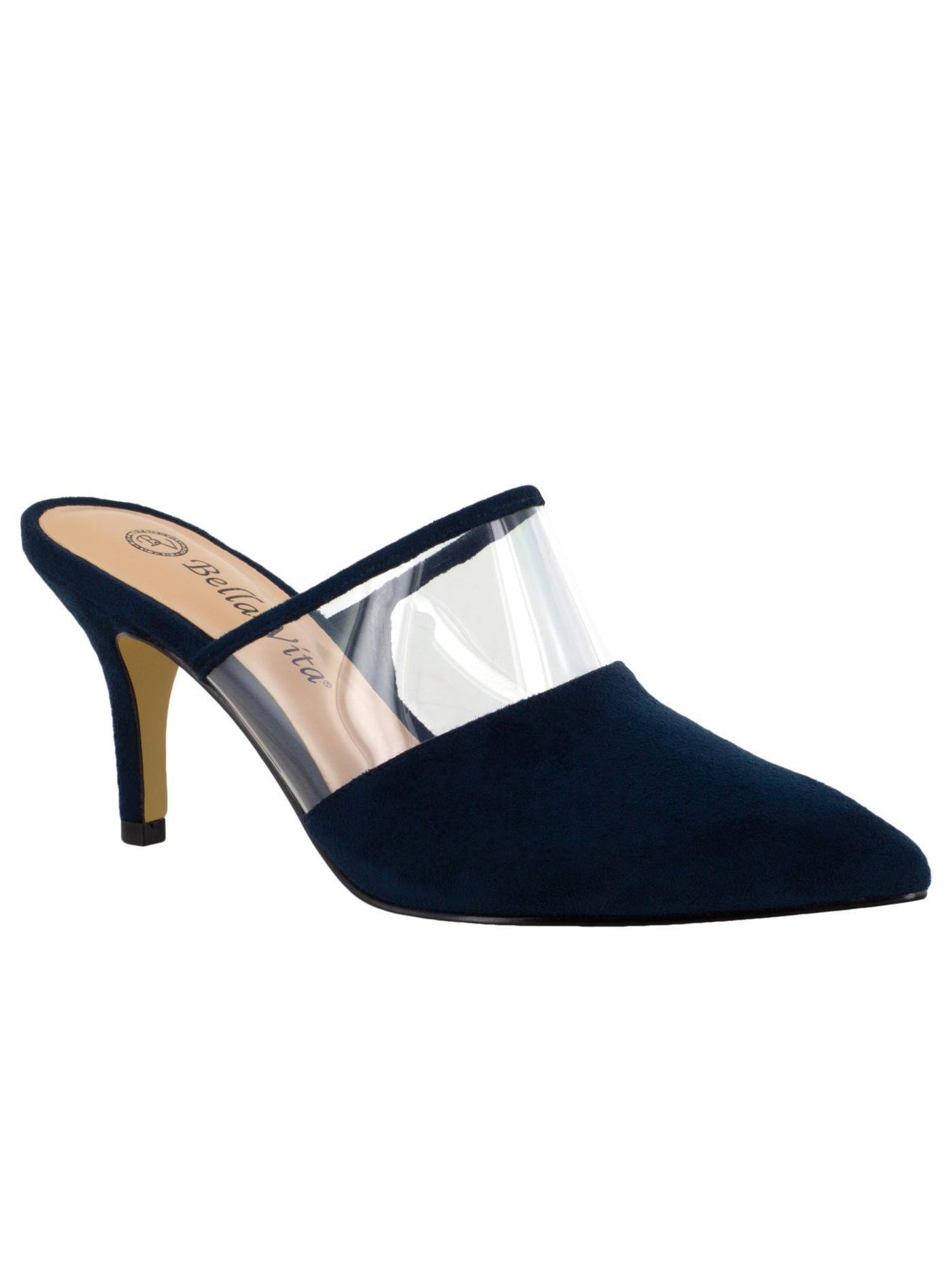BELLA VITA Womens Black Pointed Toe Stiletto Slip On Leather Dress Heeled Mules Shoes 9.5