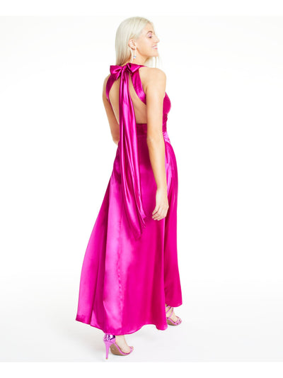 MORGAN & CO Womens Pink Slitted Cross-front Maxi Formal Dress Juniors 1