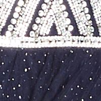 SAY YES TO THE PROM Womens Navy Glitter Sheer Spaghetti Strap Sweetheart Neckline Full-Length Formal Fit + Flare Dress