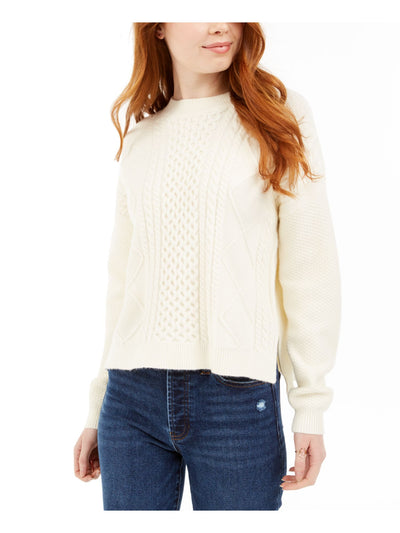 The Good Jane Womens Ivory Textured Long Sleeve Crew Neck Sweater M\L