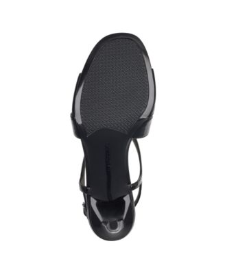 BANDOLINO Womens Black Comfort Padded Strappy Tamar Square Toe Stiletto Buckle Slingback Sandal M