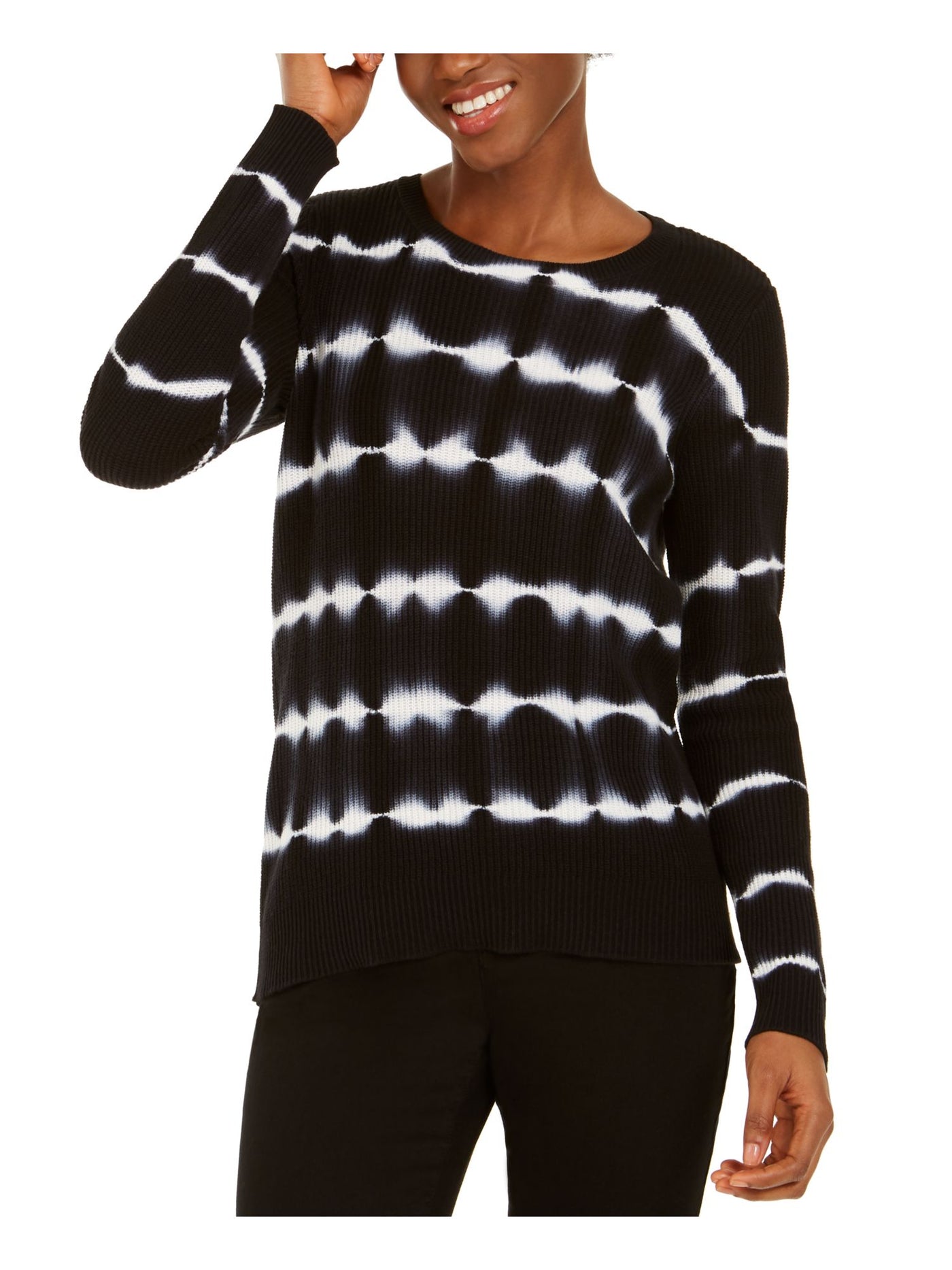 INC Womens Black Long Sleeve Jewel Neck Sweater Size: M