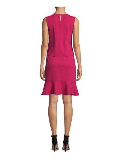 NICOLE MILLER Womens Pink Sleeveless Jewel Neck Above The Knee Dress Size: P