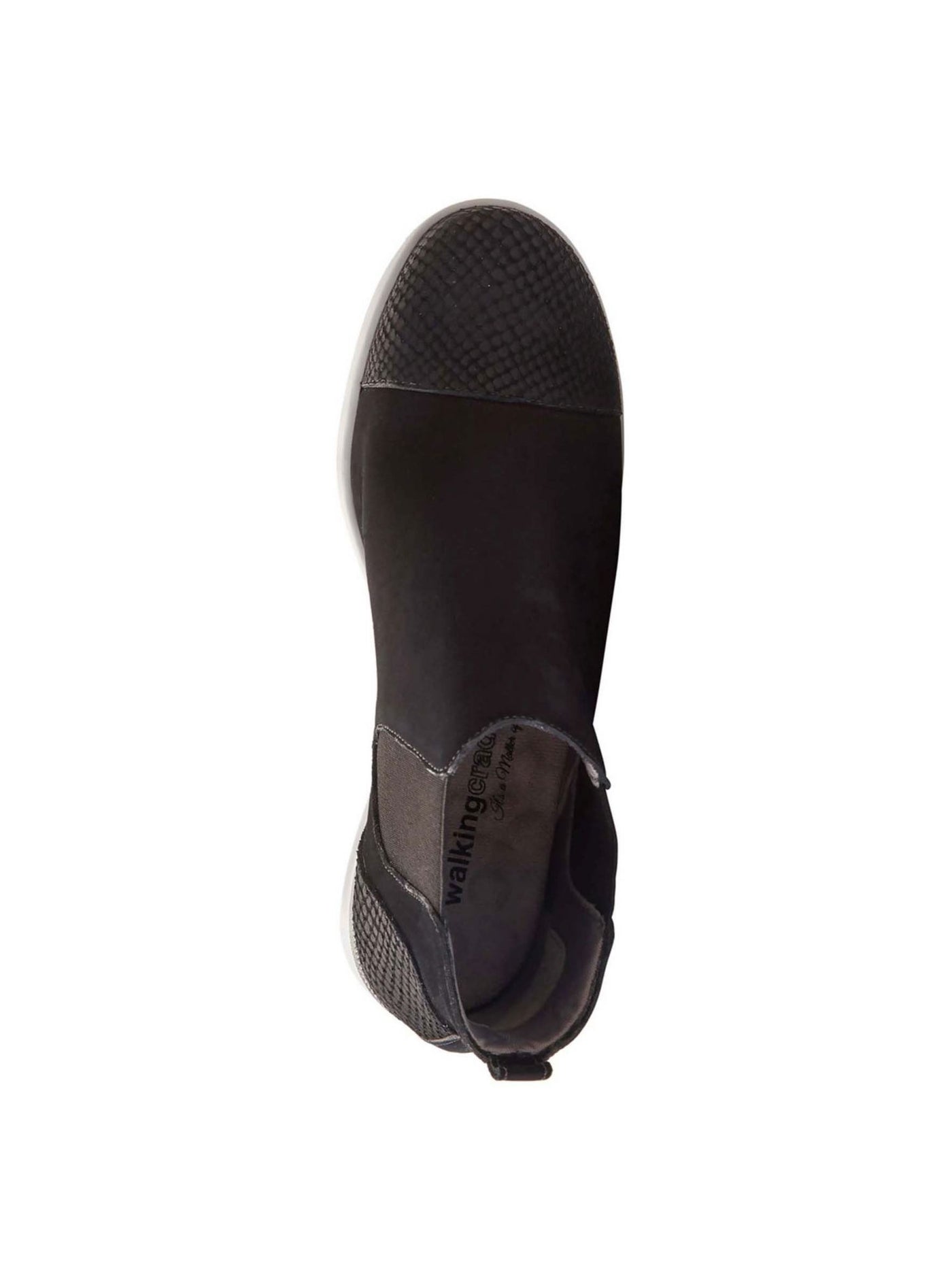WALKING CRADLES Womens Black Slip Resistant Elastic Goring Heel Tab Cushioned Stretch Osmond Round Toe Wedge Slip On Leather Shootie 6 M