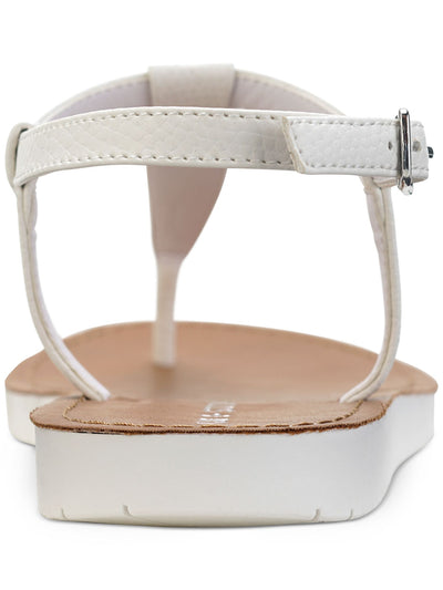 SUN STONE Womens White Cushioned T-Strap Slip Resistant Adjustable Strap Kristi Round Toe Buckle Slingback Sandal 8.5 W