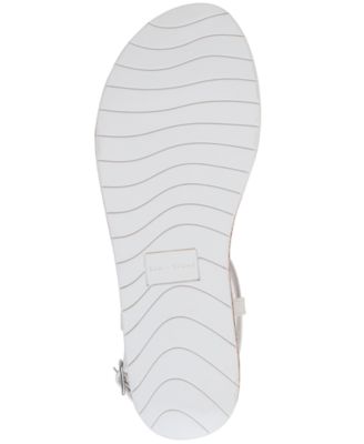 SUN STONE Womens White Cushioned T-Strap Slip Resistant Adjustable Strap Kristi Round Toe Buckle Slingback Sandal W