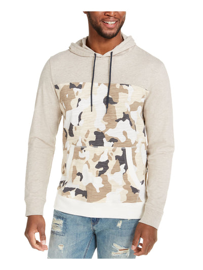 Sun + Stone Mens Beige Lightweight Camouflage Long Sleeve Crew Neck Classic Fit Draw String Cotton Hoodie M