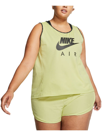 NIKE Womens Green Stretch Moisture Wicking Textured Sleeveless Scoop Neck Active Wear Tank Top Plus 1X
