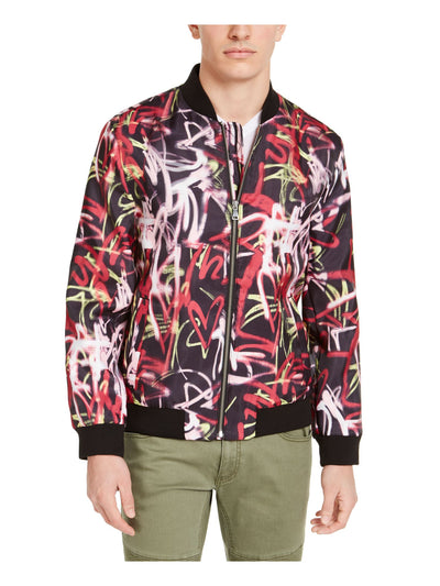INC Mens Red Graphic Bomber Jacket 2X