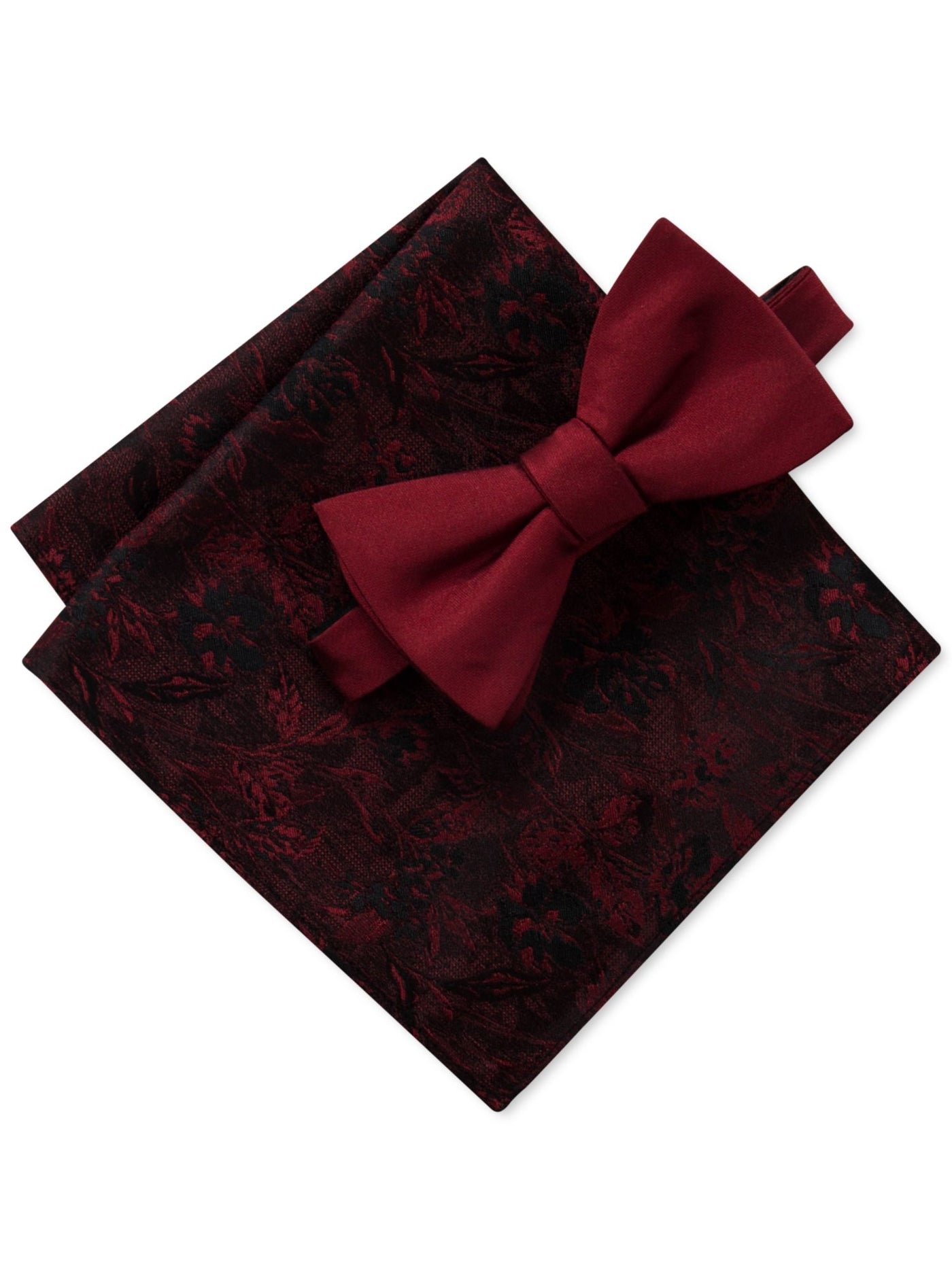 RYAN SEACREST Mens Red Solid Floral Polyester Bowtie Sets
