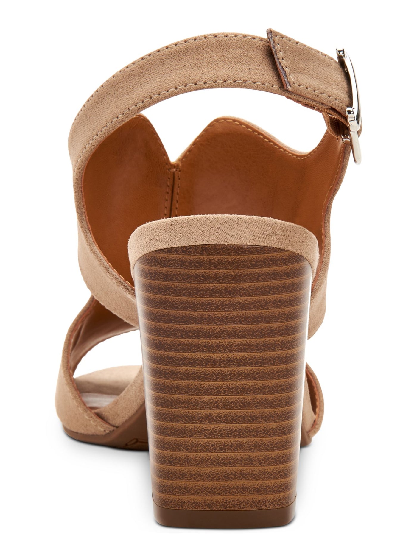 STYLE & COMPANY Womens Beige V-Notch Side Cutouts Padded Marnee Almond Toe Block Heel Buckle Slingback Sandal 10 M