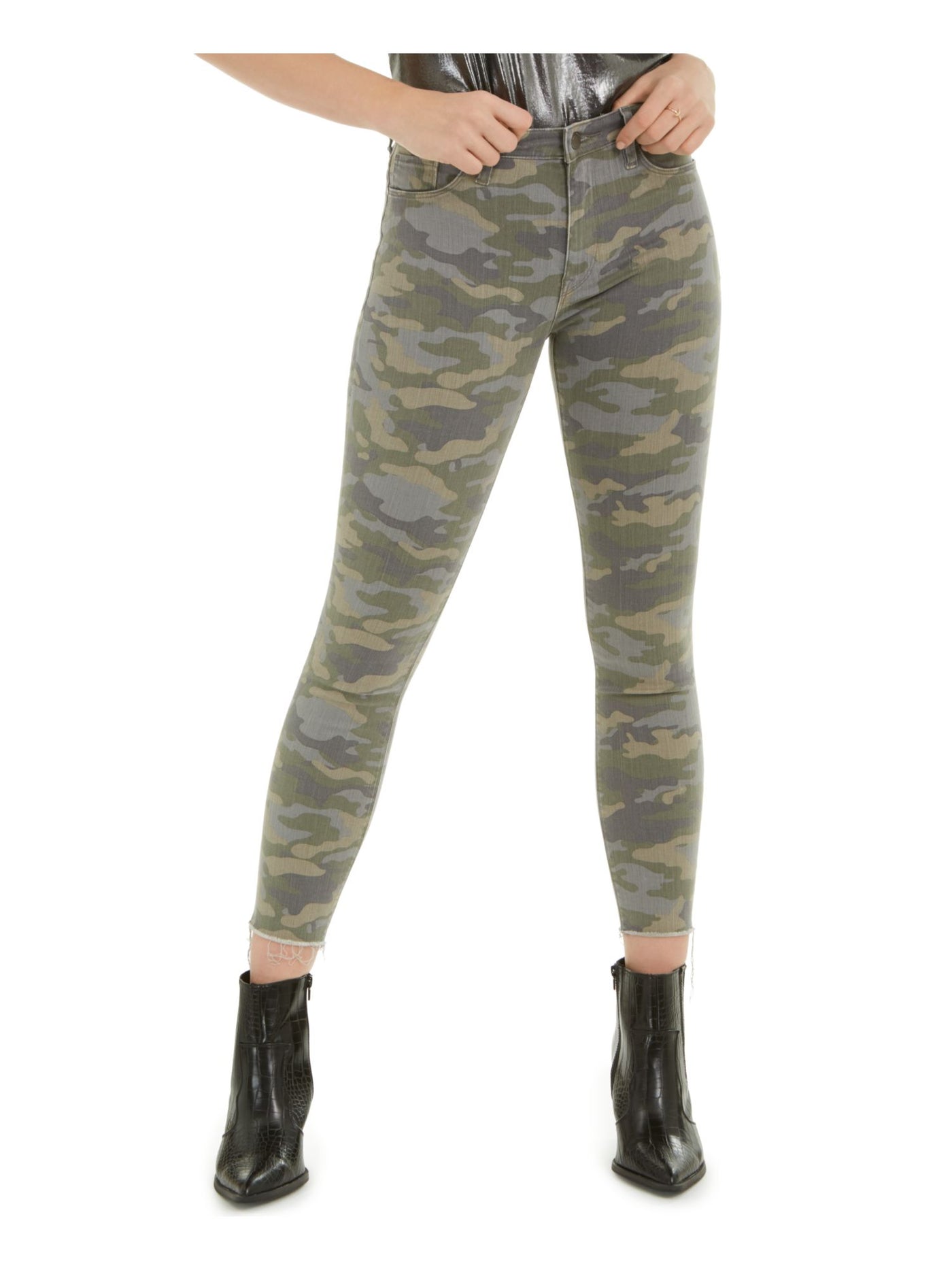 HUDSON Womens Green Camouflage Skinny Jeans 24 Waist