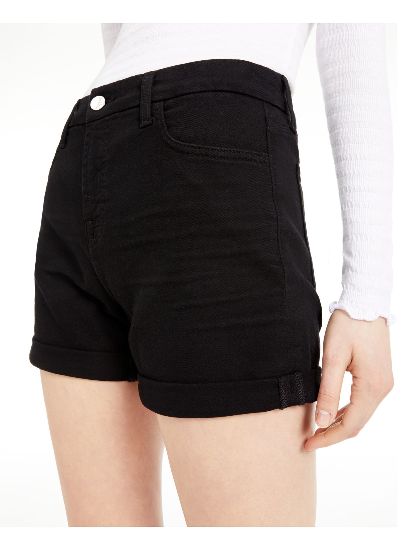 Jen 7 By 7 For All Mankind Womens Black Denim Zippered Cropped Shorts 12