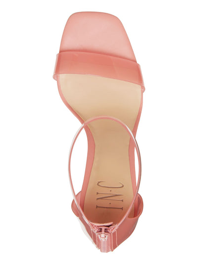 INC Womens Pink Translucent Ankle Strap Padded Makenna Square Toe Block Heel Zip-Up Dress Sandals 10 M