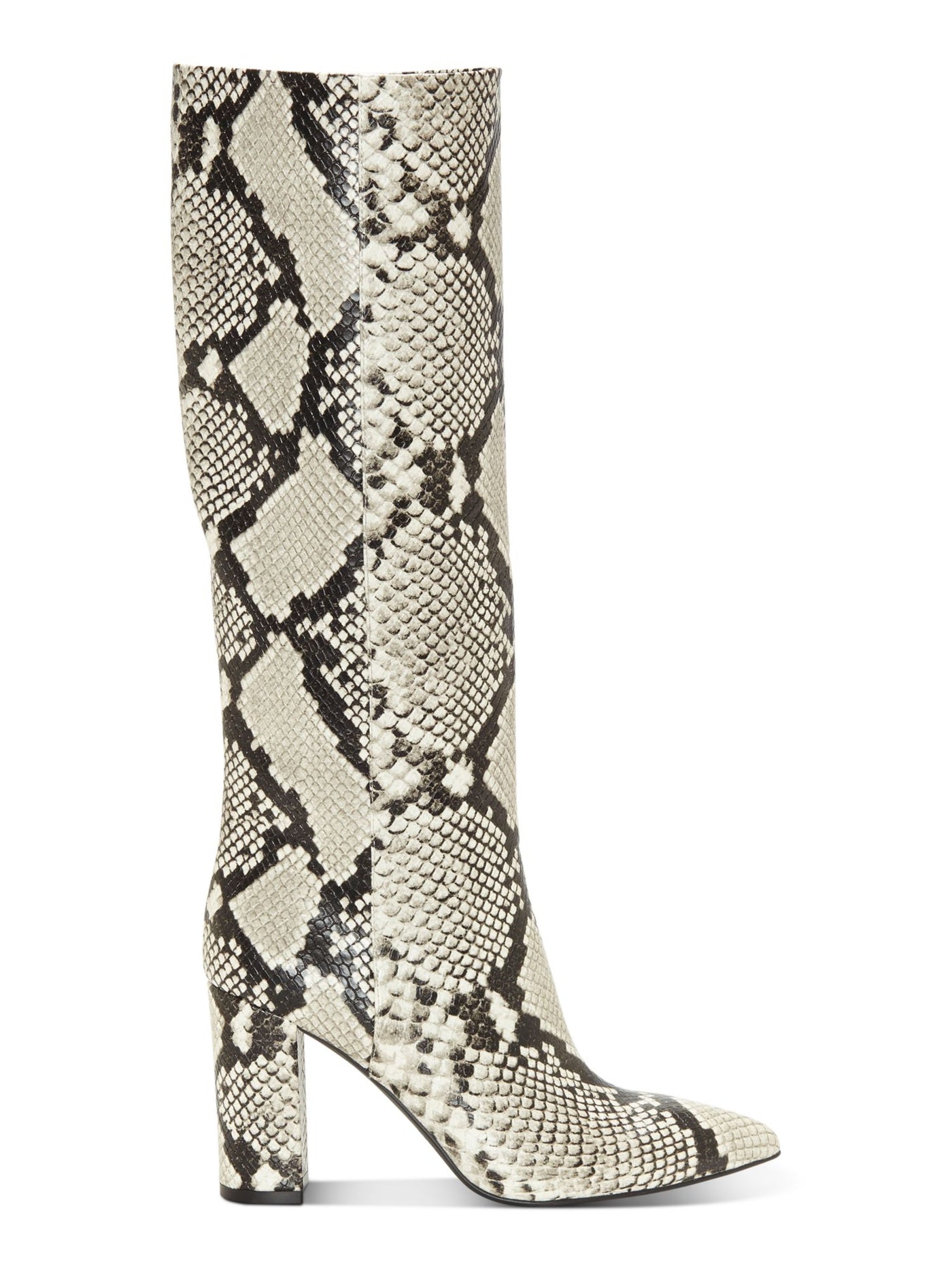 INC Womens Beige Animal Print Pointed Toe Block Heel Zip-Up Dress Boots 5