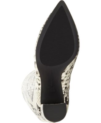 INC Womens Beige Animal Print Pointed Toe Block Heel Zip-Up Dress Boots 5.5
