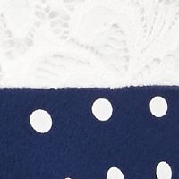 B DARLIN Womens White Embroidered Polka Dot Cap Sleeve Crew Neck Above The Knee Cocktail Fit + Flare Dress