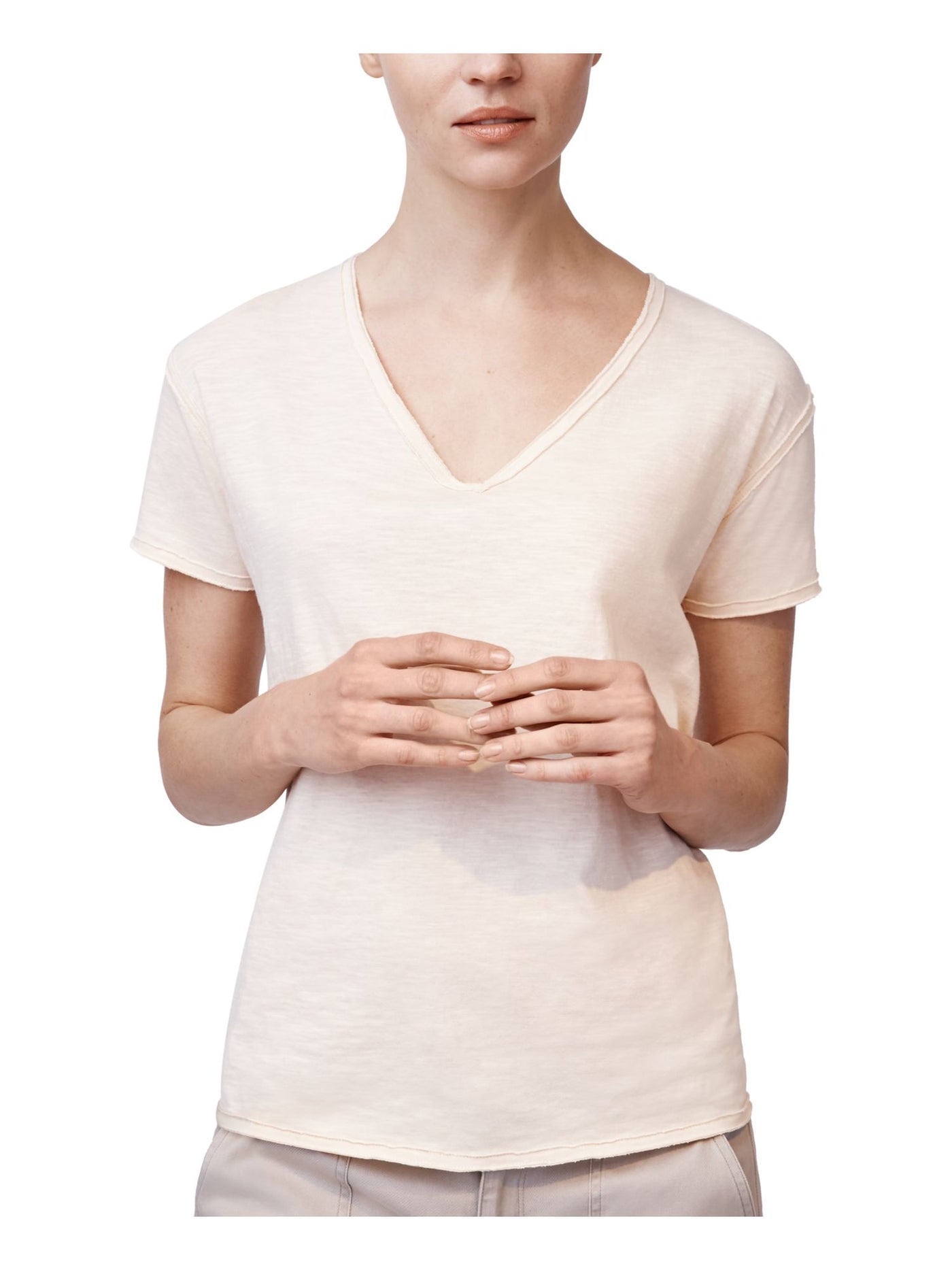 B NEW YORK Womens Pink Short Sleeve V Neck Top Size: XL